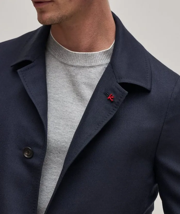 Wool-Cashmere Twill Walking Coat
