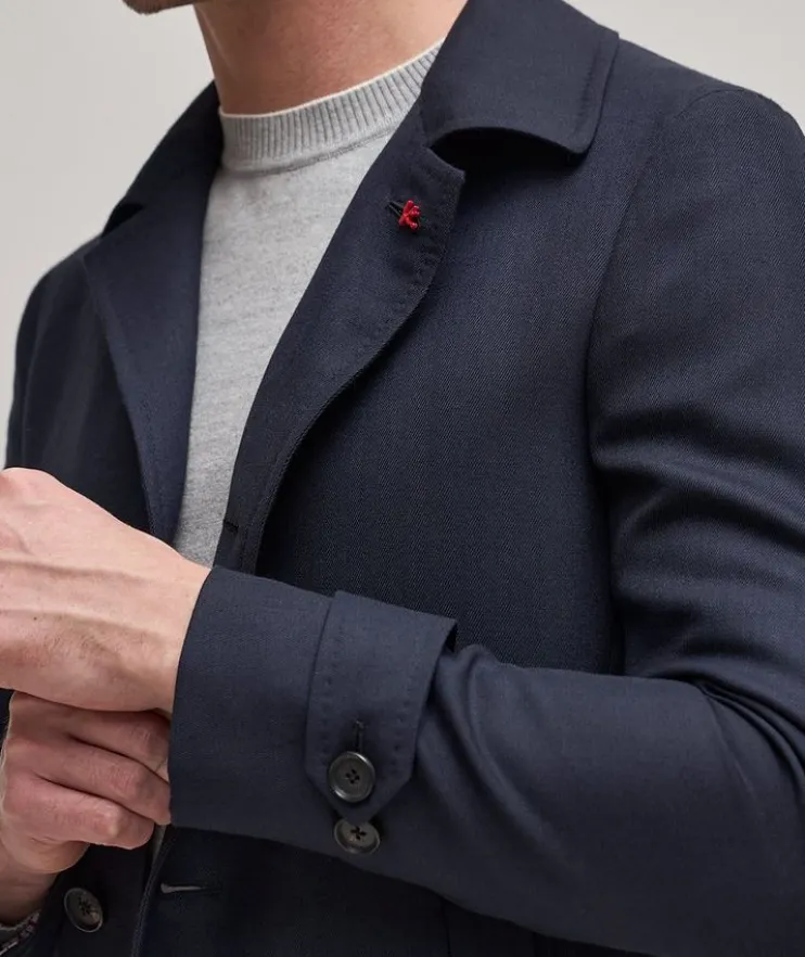 Wool-Cashmere Twill Walking Coat