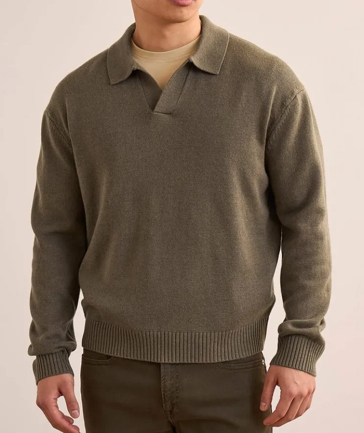 Wool-Silk Johnny Collar Sweater