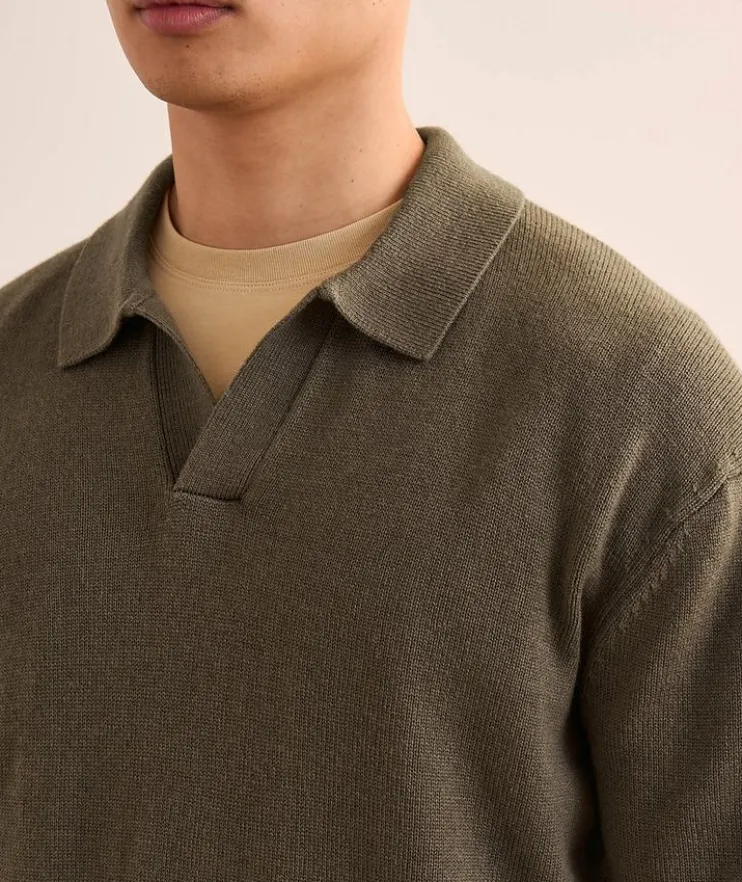 Wool-Silk Johnny Collar Sweater