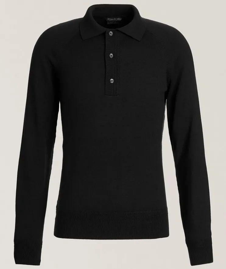Wool-Silk Polo Sweater