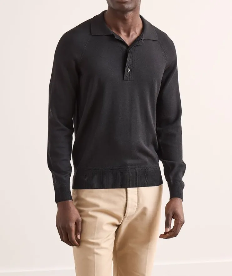 Wool-Silk Polo Sweater