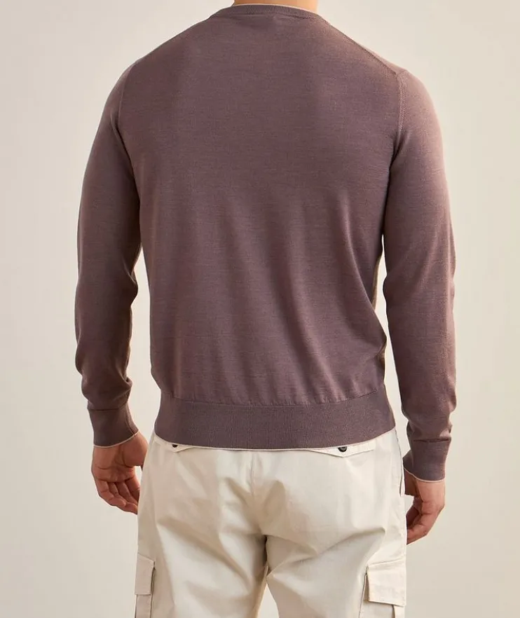 Wool-Silk Tipped Crewneck Sweater