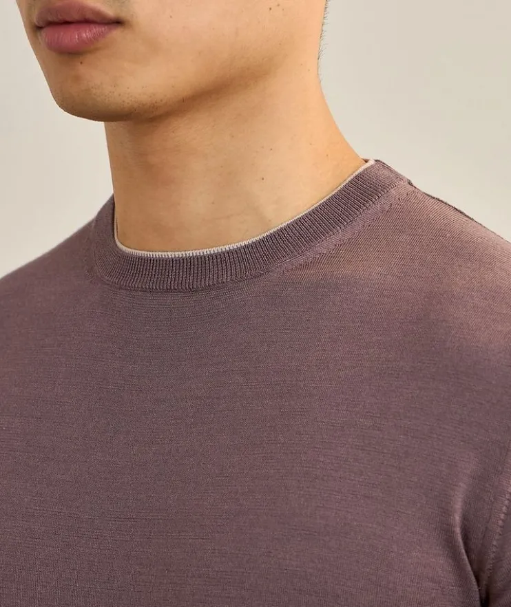 Wool-Silk Tipped Crewneck Sweater