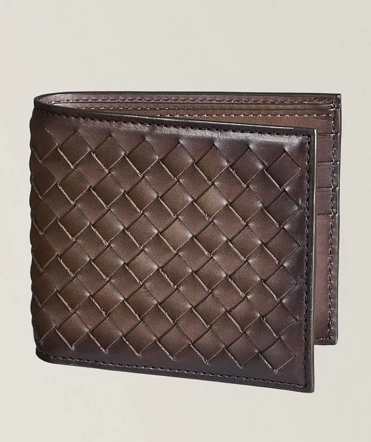 Woven Leather Bifold Wallet