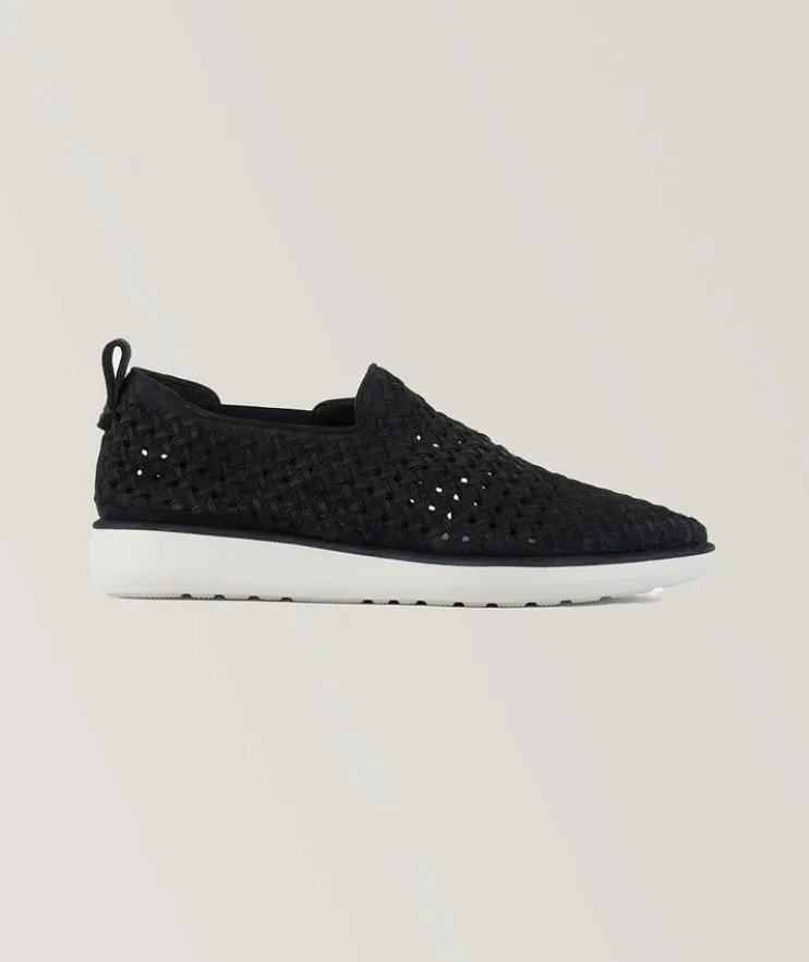 Woven Leather Slip On Sneakers