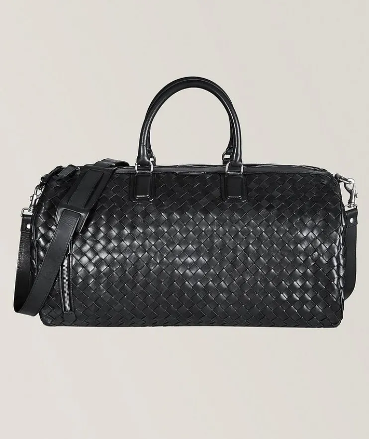 Woven Leather Weekender Bag