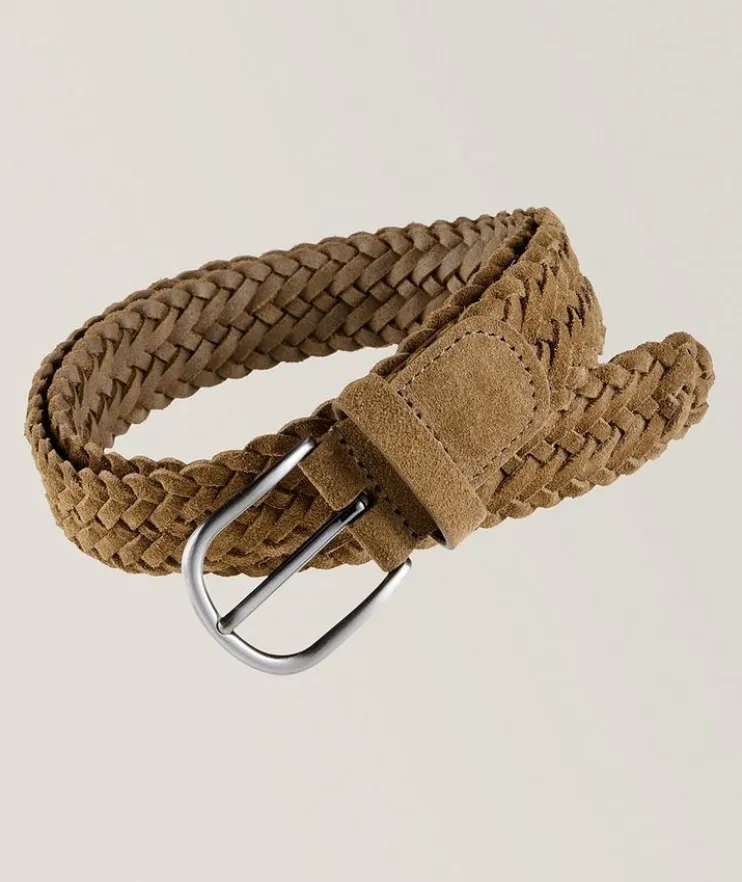 Woven Suede Pin-Buckle Belt