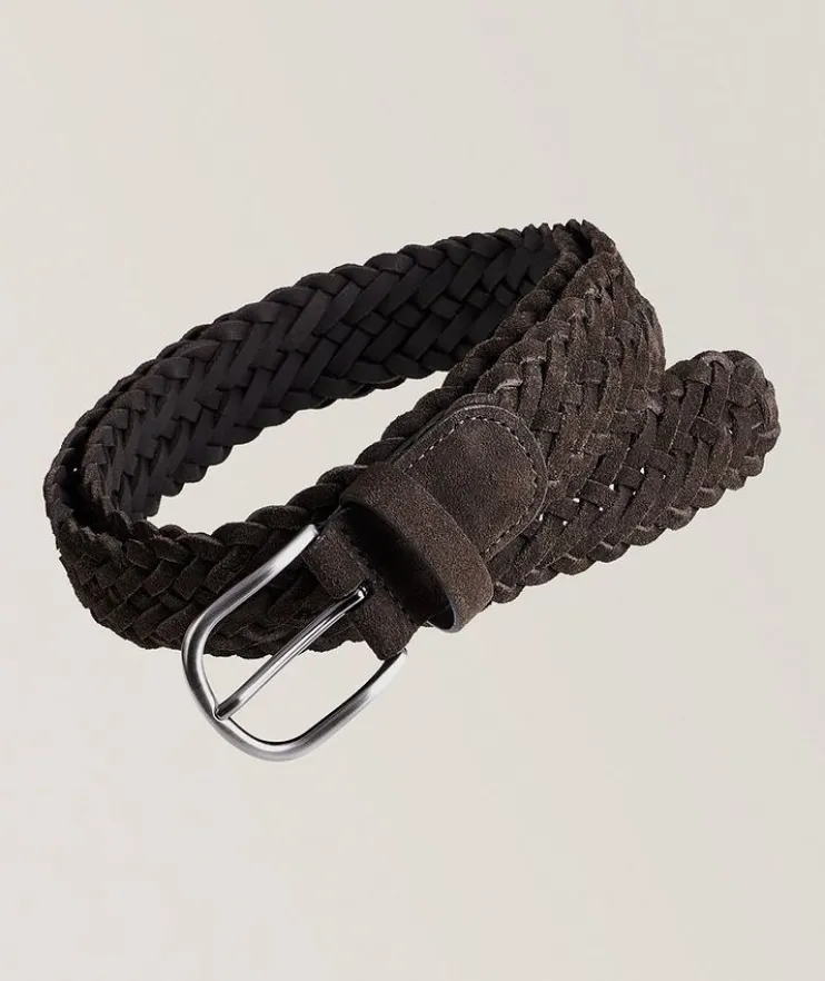 Woven Suede Pin-Buckle Belt