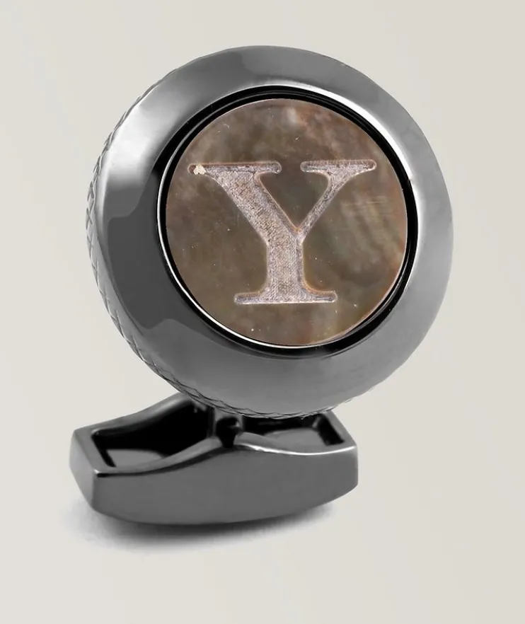 Y' Engraved Personal Single Letter Cufflink