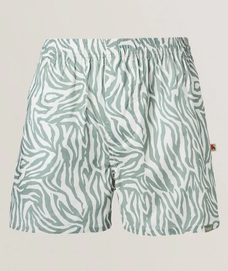 Zebra-Print Cotton Boxers