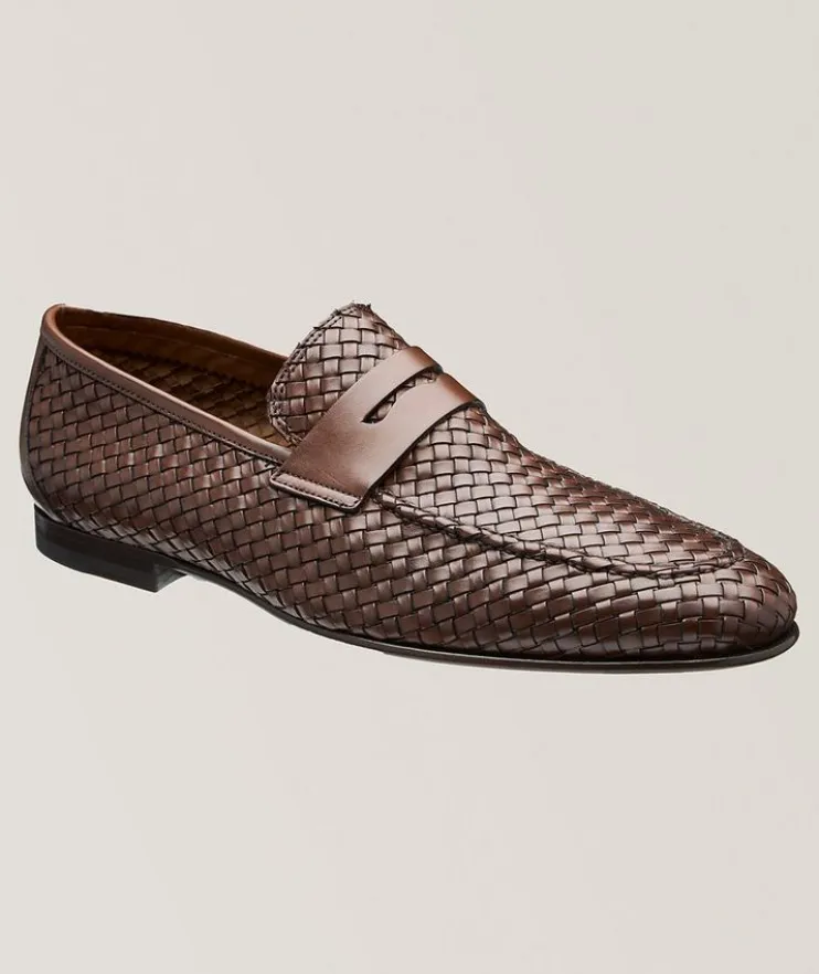 Zenith Woven Leather Penny Loafers