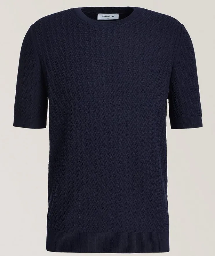 Zig-Zag Cotton Knit Sweater