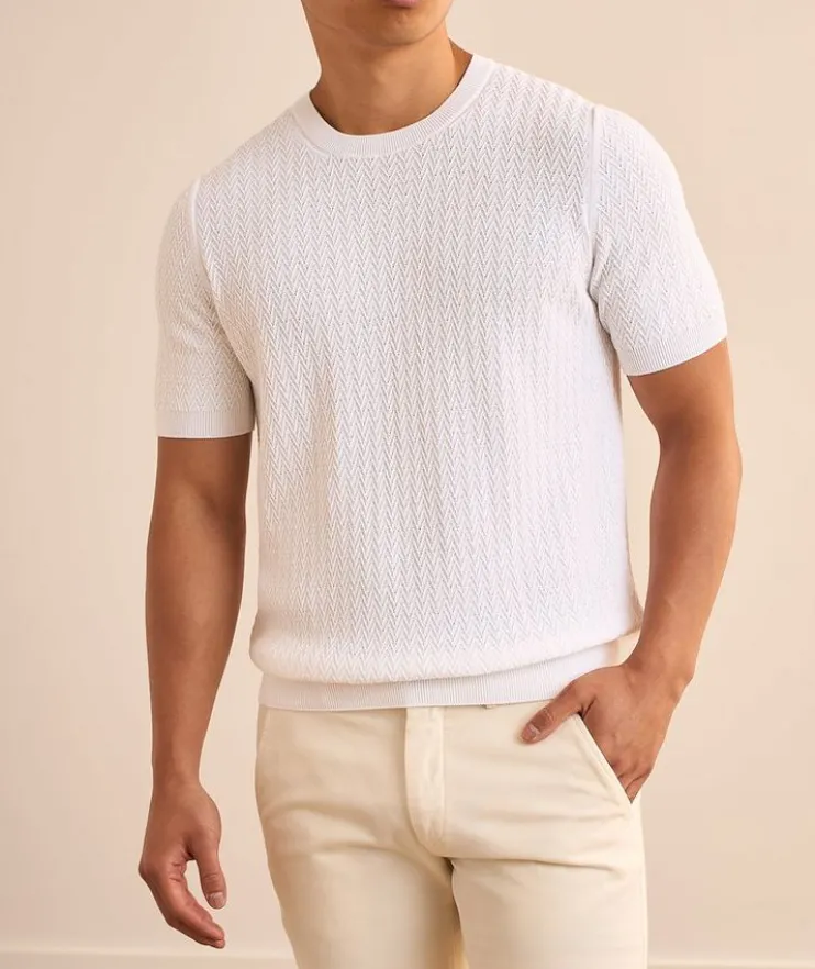 Zig-Zag Cotton Knit Sweater