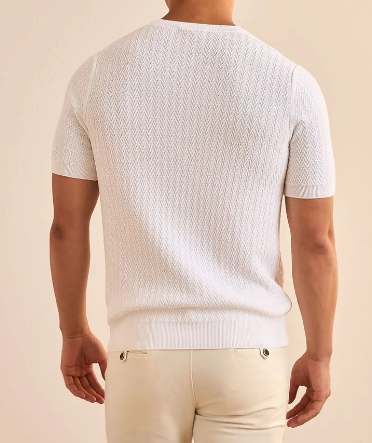 Zig-Zag Cotton Knit Sweater