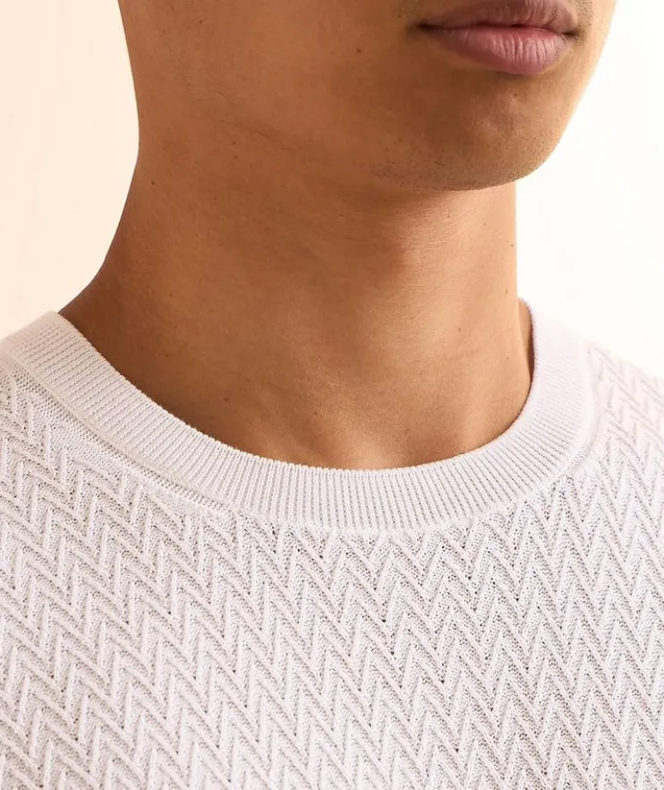 Zig-Zag Cotton Knit Sweater