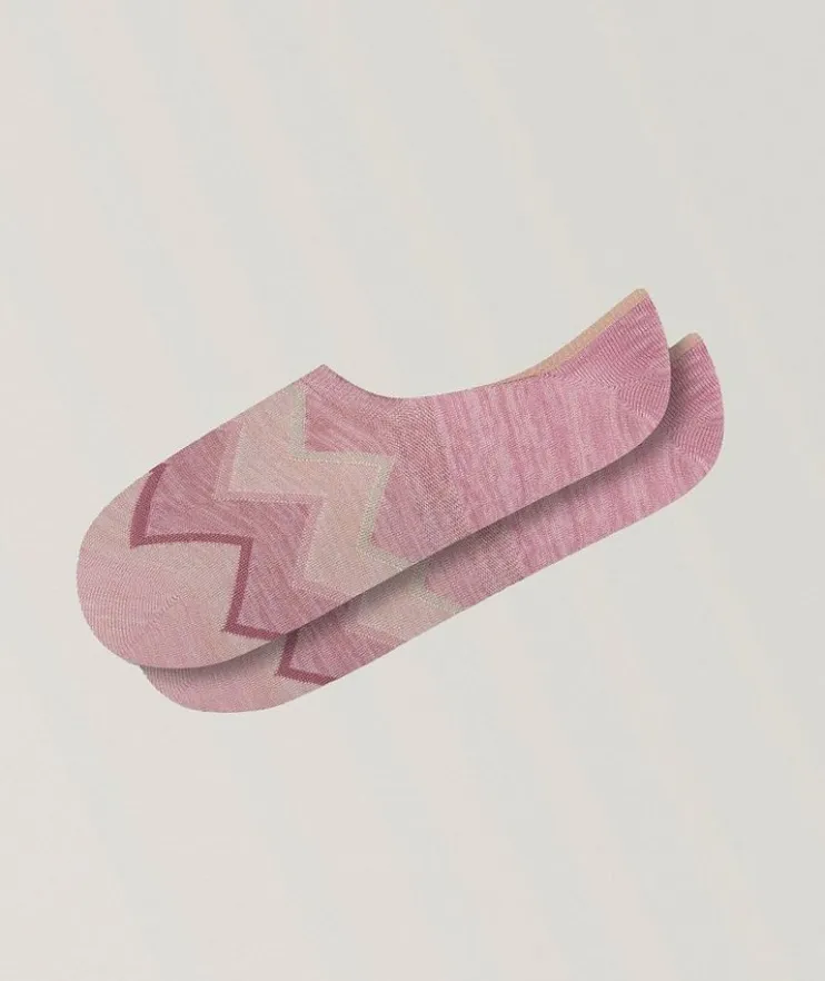 Zigzag Stretch-Cotton No-Show Socks