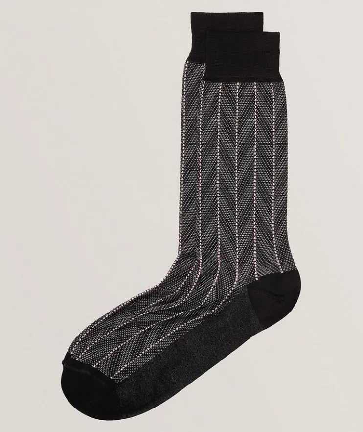 Zigzag Stretch-Cotton Socks