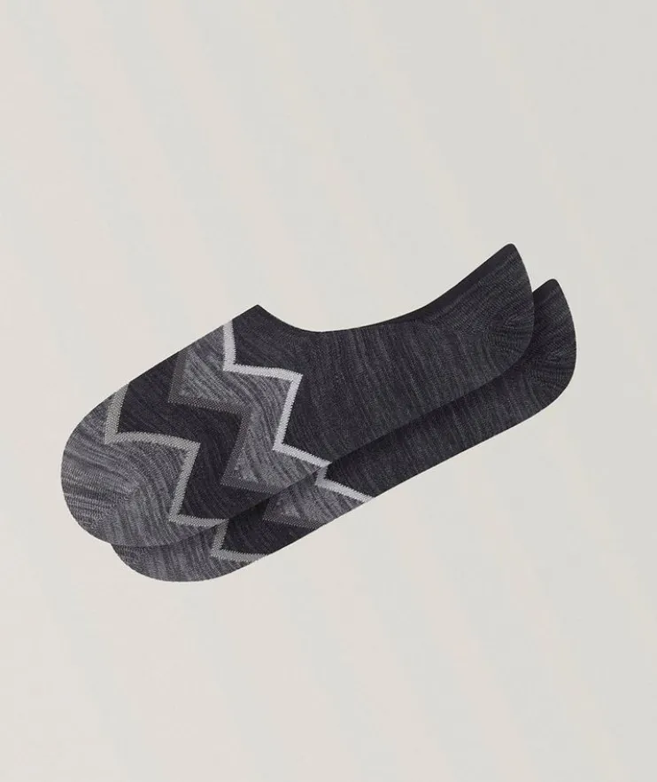 Zigzag Stretch-Cotton No-Show Socks