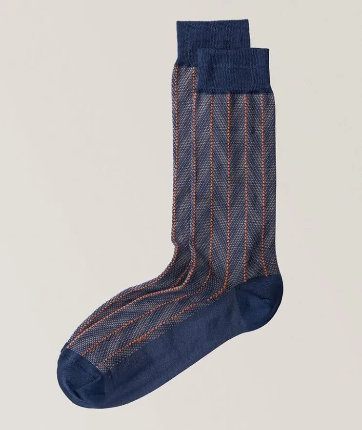 Zigzag Stretch-Cotton Socks