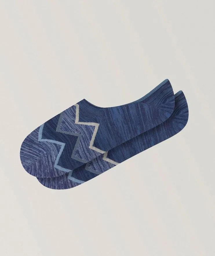 Zigzag Stretch-Cotton No-Show Socks