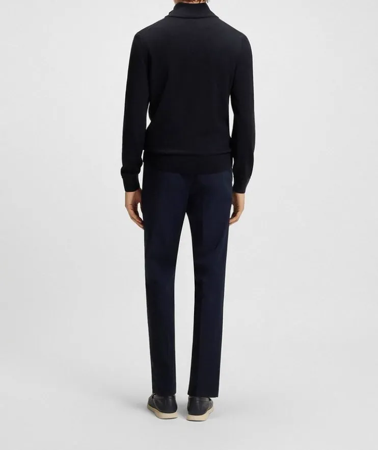 Zip-Up Wool Knit Cardigan