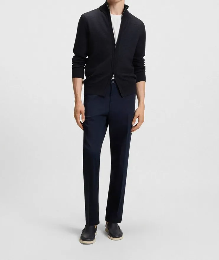 Zip-Up Wool Knit Cardigan